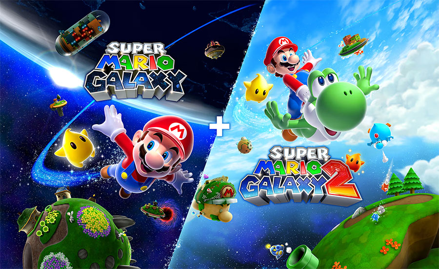 Super Mario Galaxy + Super Mario Galaxy 2. Available Now!