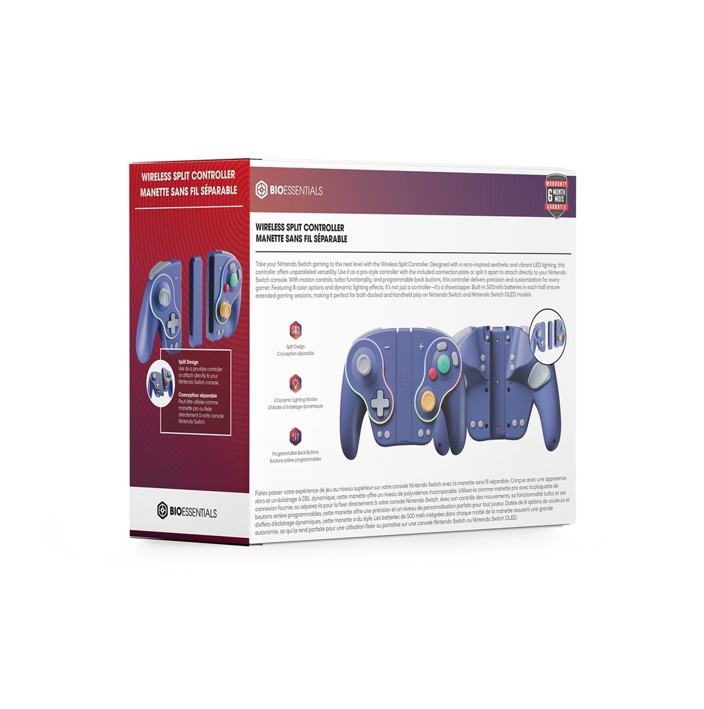 Biogenik Retro Style Wireless Split Purple Controller