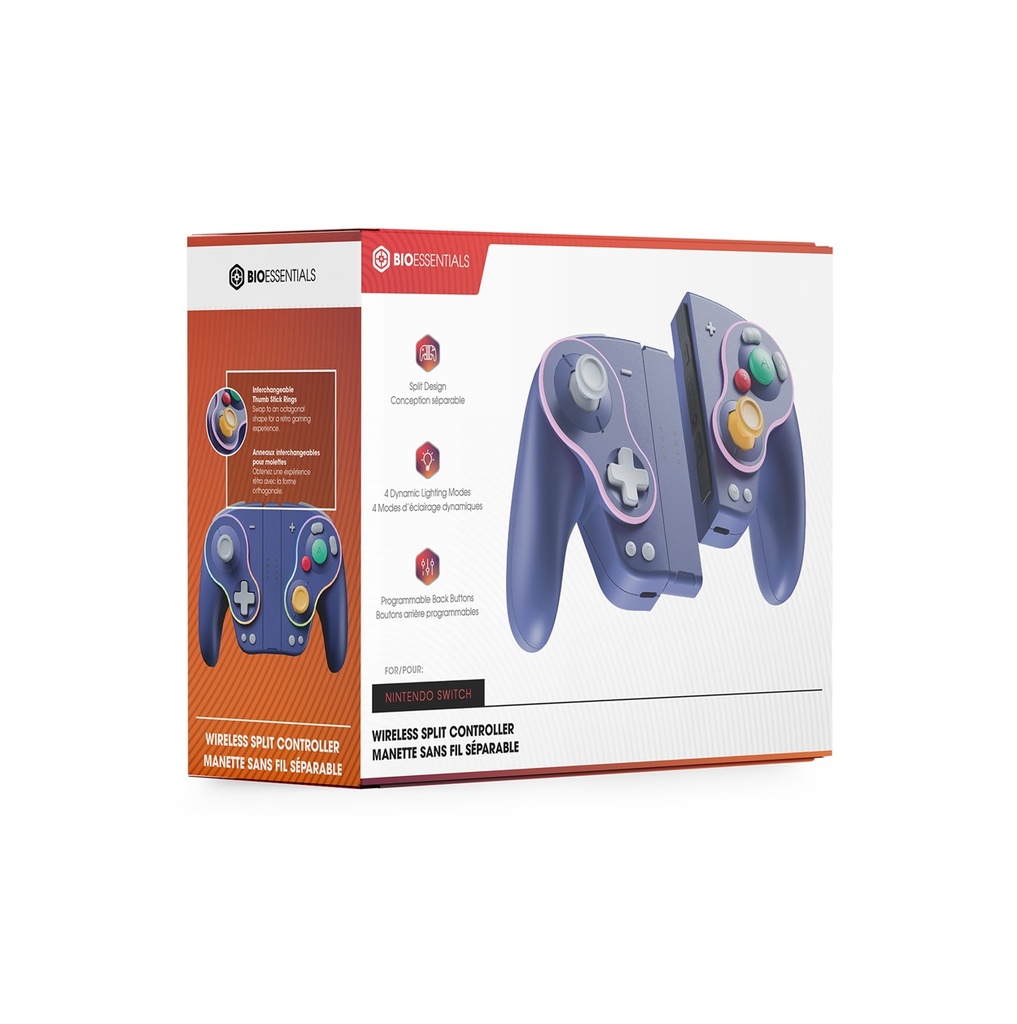 Biogenik Retro Style Wireless Split Purple Controller