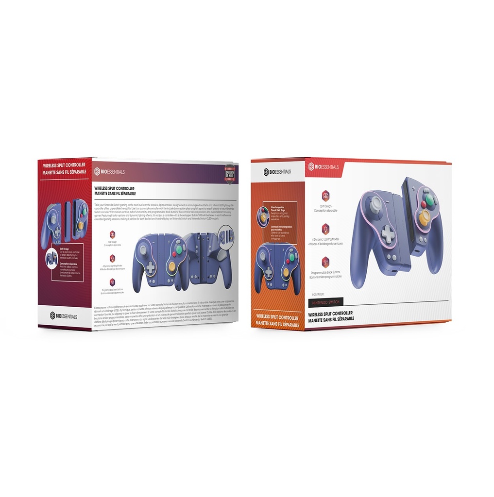 Biogenik Retro Style Wireless Split Purple Controller