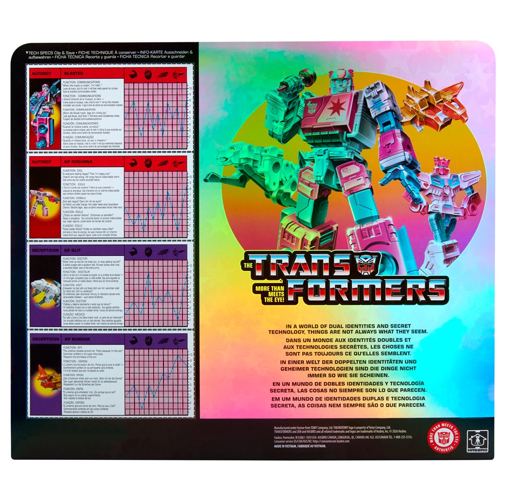 Transformers Jem and the Holograms Autobot Blaster & KP Glit, KP Sundor, and KP Rosanna