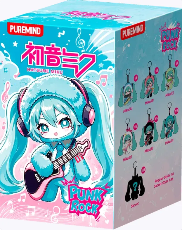Hatsune Miku - Punk Rock Plush Blind Box Keychain Assortment – One Variation Chosen at Random