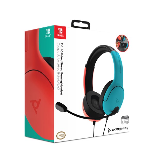 PDP Gaming LVL40 Nintendo Switch Wired Stereo Gaming Headset: Bleu rouge