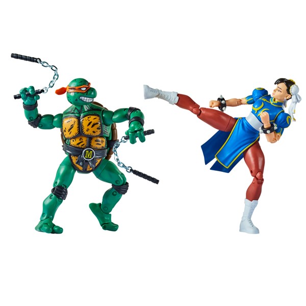 Teenage Mutant Ninja Turtles contre Street Fighter – Michelangelo contre Chun-Li Lot de 2 figurines