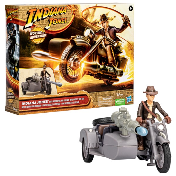 Indiana Jones Worlds of Adventure Indiana Jones with Motorcycle and Sidecar Figure & Vehicle (2.5”)