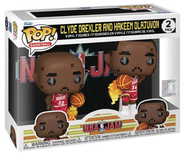 POP! NBA JAM Clyde Drexler & Hakeem Olajuwon (Houston Rockets) 8-Bit Figure