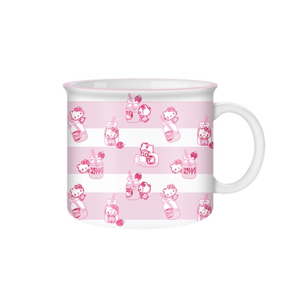 Tasse rayée rose Hello Kitty