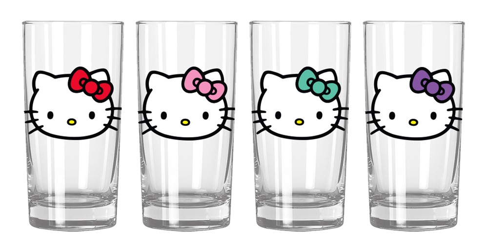 Ensemble de verres Hello Kitty Faces & Bows 4 pièces