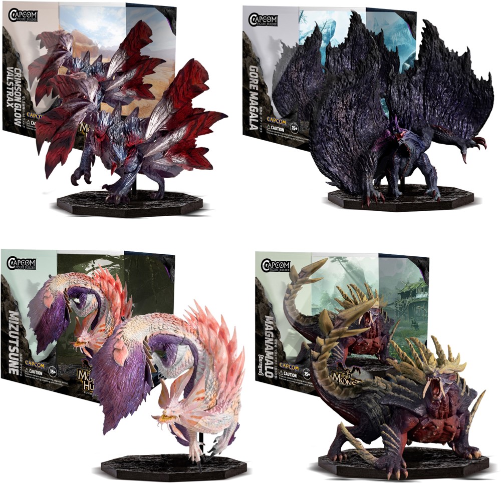 Boîte de 4 cubes de construction de figurines Monster Hunter