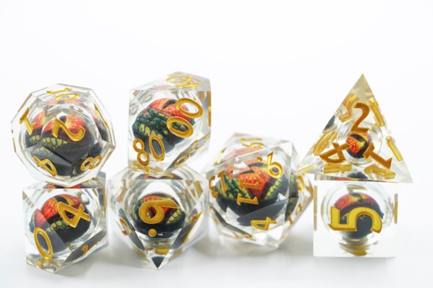 Biogenik Dragon Eye 7-Piece RPG Dice Set with Liquid Core