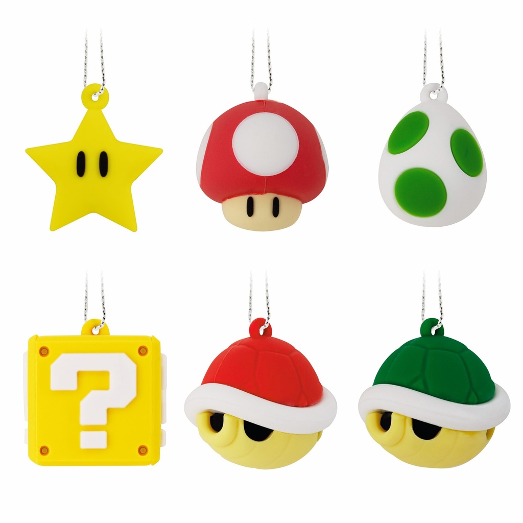 Hallmark Mini Christmas Ornaments (Nintendo Super Mario Shatterproof), Set of 6