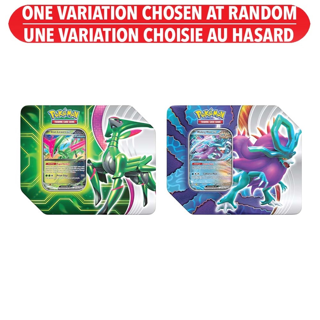 Pokémon Trading Card Game: Paradox Clash Tin Iron Leaves EX or Walking Wake EX (Français)