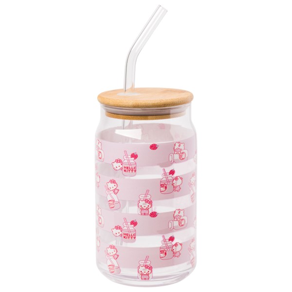 Hello Kitty Glass Tumbler with Bamboo Lid