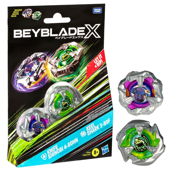Beyblade X Knife Shinobi 4-80HN and Keel Shark 3-80F Top Dual Pack Set