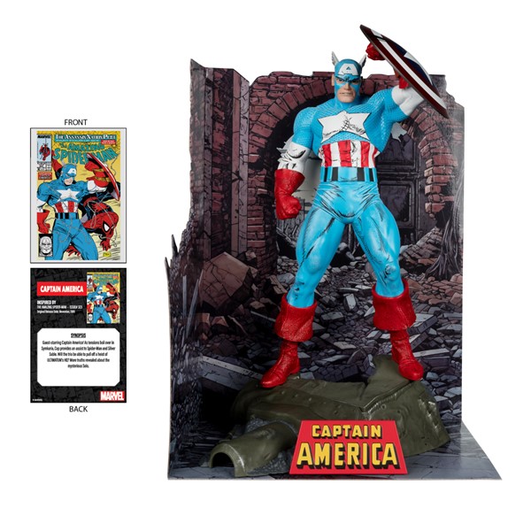 Marvel Captain America 1:6th Scale Posed Figure with Scene & Comic (The Amazing Spider-Man #323)