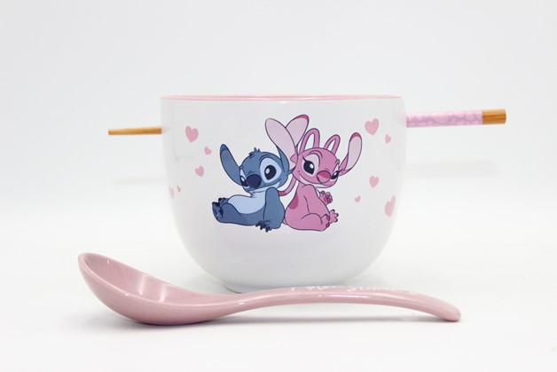 Bol de ramen en forme de cœur avec Stitch & Angel