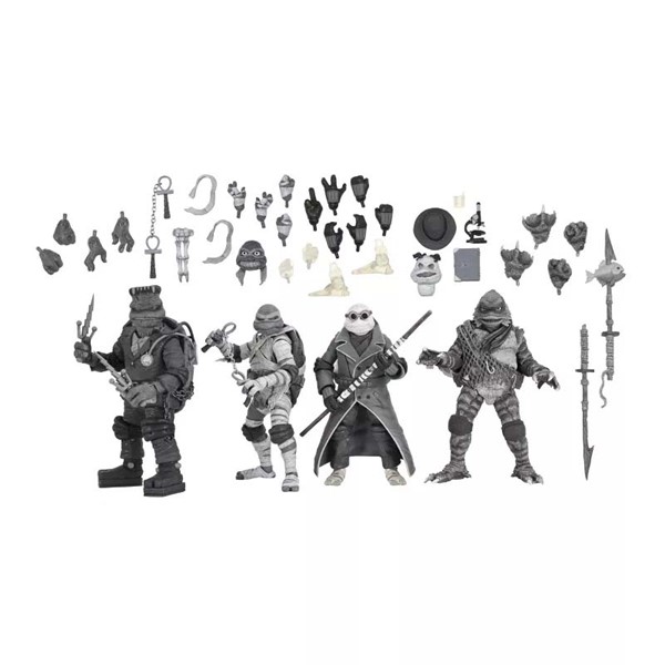 Universal Monsters X Teenage Mutant Ninja Turtles - 7” Scale Action Figure - 4 Pack Turtles Black &