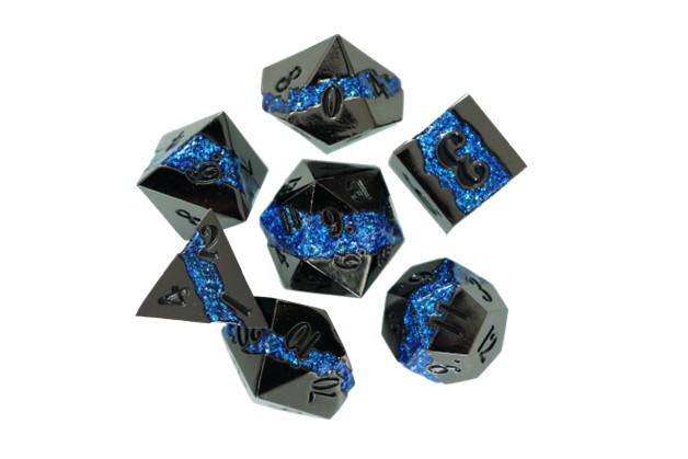 Ensemble de dés premium Biogenik Blue Sparkle 7 pièces