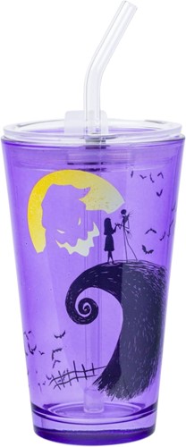 The Nightmare Before Christmas Glass Tumbler with Lid and Straw