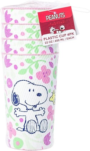 Peanuts Flower Toss Cup Set 4 Pc