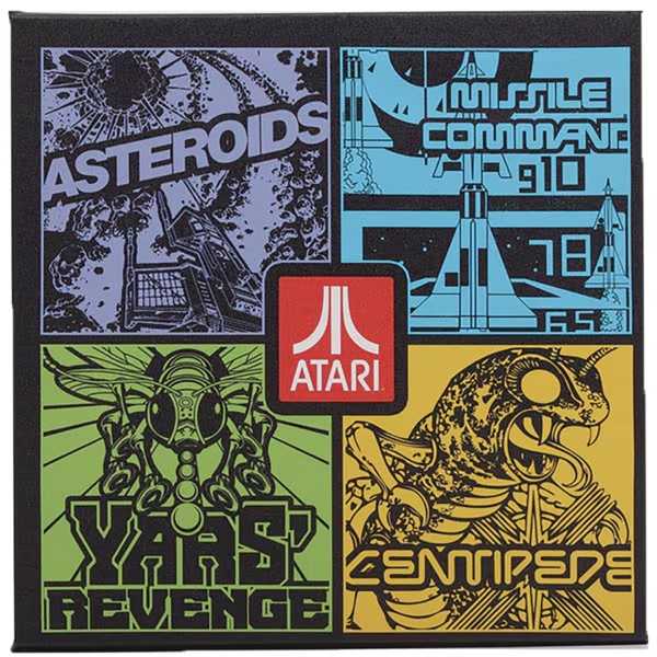 Atari Retro Game Collage 12-Inch Canvas Wall Decor