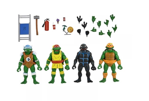 Teenage Mutant Ninja Turtles Cartoon Stump Wrestling Turtles 7"" Scale NECA Action Figures - 4 Pack