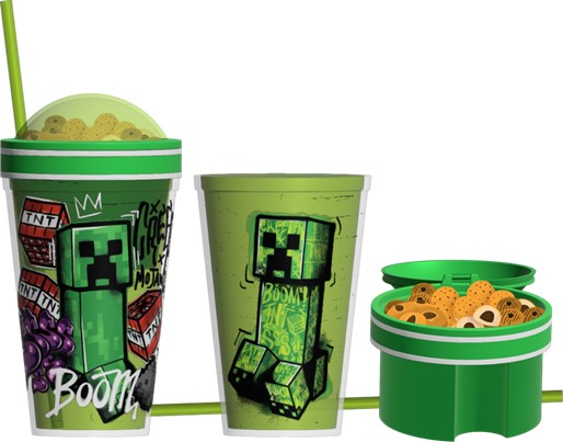 Gobelet en plastique Minecraft avec couvercle alimentaire