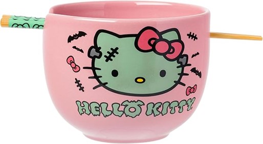 Bol à ramen en céramique Hello Kitty Halloween Spooky Frankenstein avec baguettes