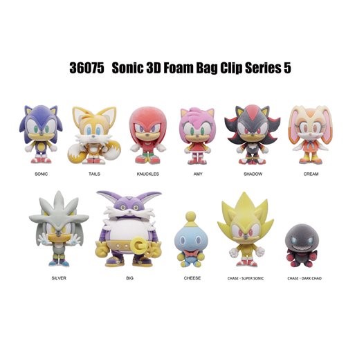 Sonic the Hedgehog Series 5 3D Foam Bag Clip Random 6-Pack