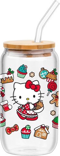 Hello Kitty Sweet Christmas Holiday Desserts and Gingerbread Houses Glass Jar