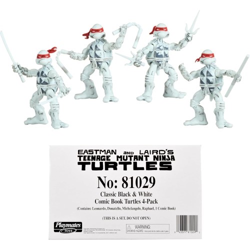Teenage Mutant Ninja Turtles 4 Inch Action Figure 4-Pack Box Set - Ninja Turtles Black and White Com