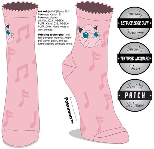 Pokemon Jigglypuff Pink Socks