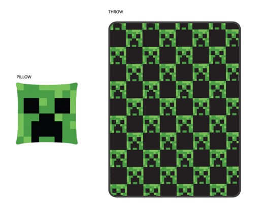 Minecraft Creeper Blanket Pillow Set