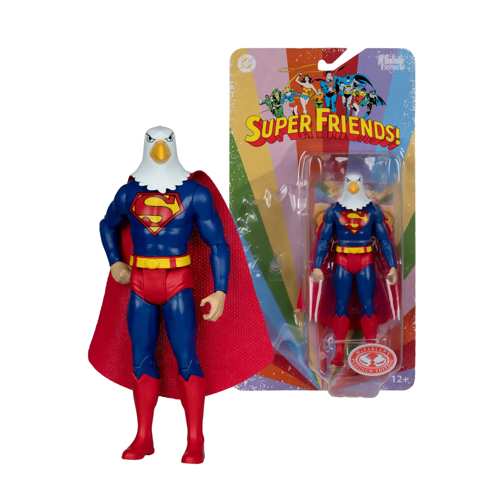 DC Retro Warpland Superman 6-Inch Action Figure McFarlane Toys Red Platinum Edition