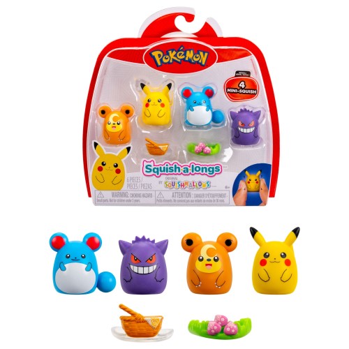 Squish-a-longs Pokémon Mini-Squish 4-Pack (Gengar, Pikachu, Marill, Teddiursa)