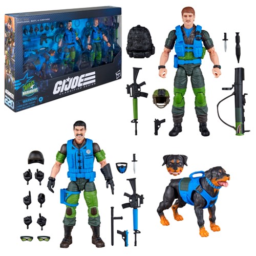 G.I. Joe Classified Series #220, Mad Marauders Footloose, Mutt, & Junkyard Action Figures & Dog