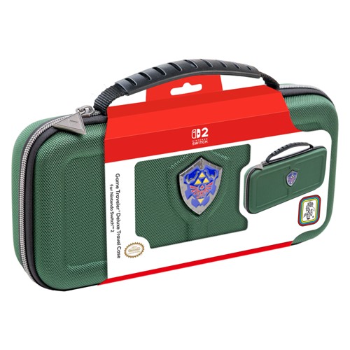 Game Traveler Deluxe Hylian Shield - Zelda Green Case - NSW/NS2/Oled