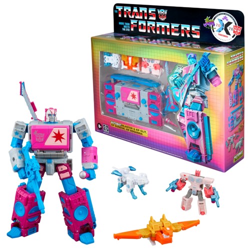 Transformers Jem and the Holograms Autobot Blaster & KP Glit, KP Sundor, and KP Rosanna
