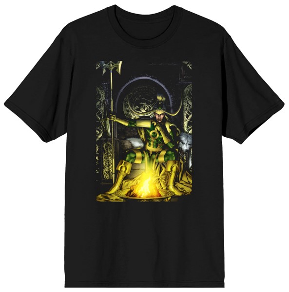 Loki on Throne Noir T-Shirt - P