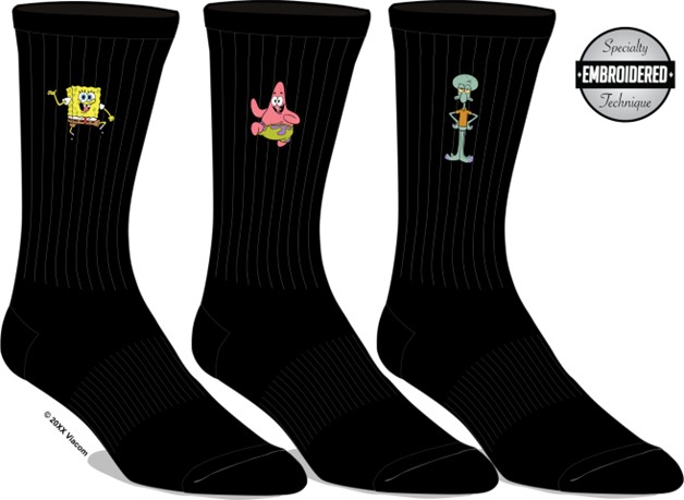 Pantalon carré de Bob l'éponge - Chaussettes brodées noires, 3 pièces