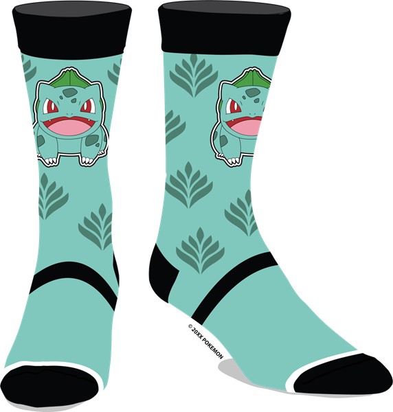 Pokémon Bulbasaur Leaf AOP Green Mens Crew Chaussettes