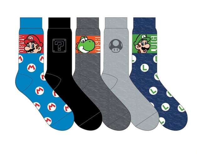 Super Mario Character Socks 5 pack