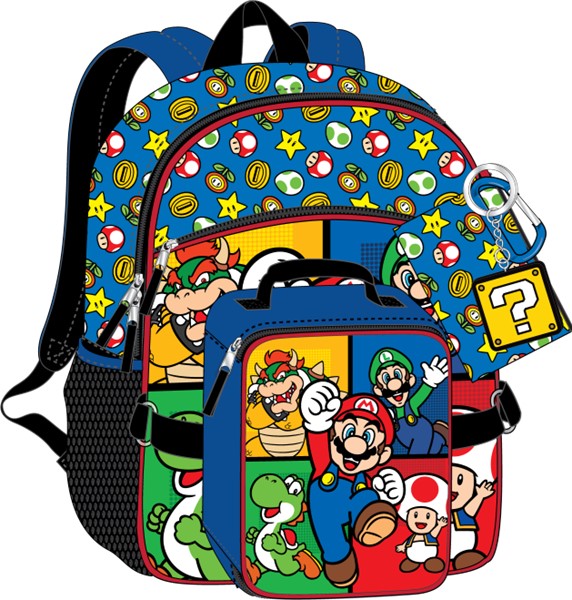 Super Mario 16"" Backpack Set 5pc