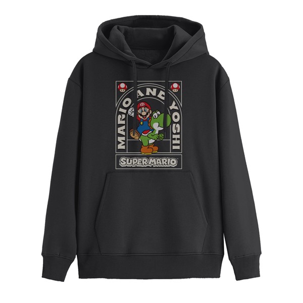 Sweat à capuche noir Mario & Yoshi - P