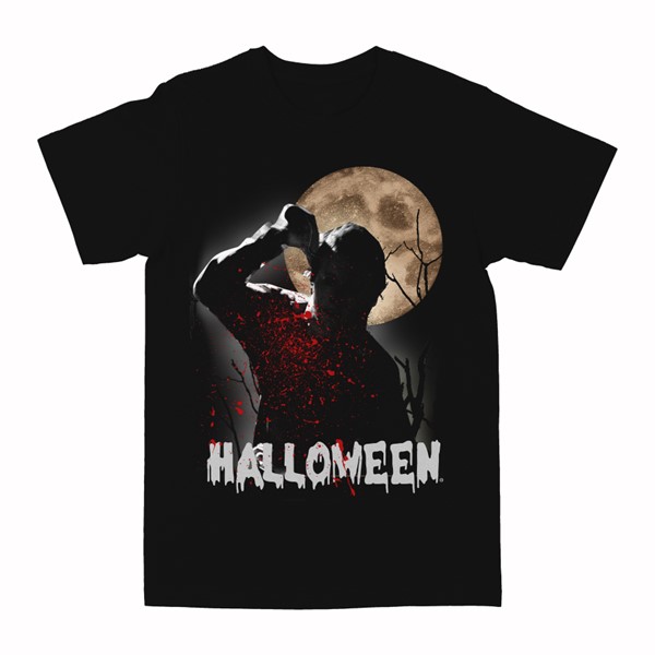 T-shirt Noir Lune d'Halloween - P