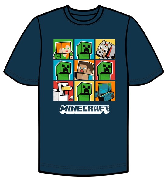 T-shirt bleu marine à imprimé Minecraft 3x3 pour garçon - P