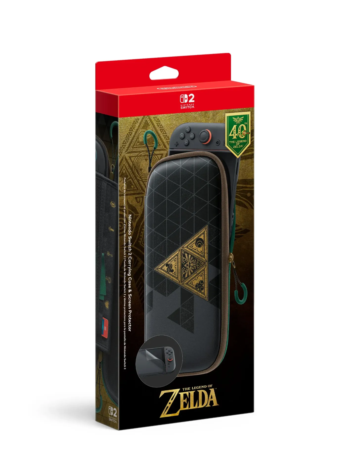 Nintendo Switch 2 Carrying Case & Screen Protector - The Legend of Zelda 40th Anniversary Edition