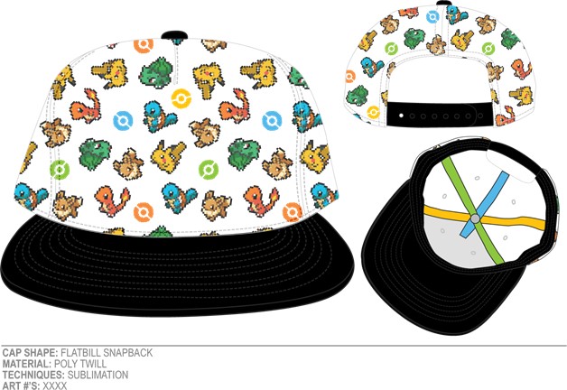 Pokémon White Multi Print Retro Snapback