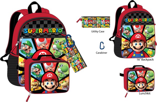 Super Mario 4 Piece Backpack Set