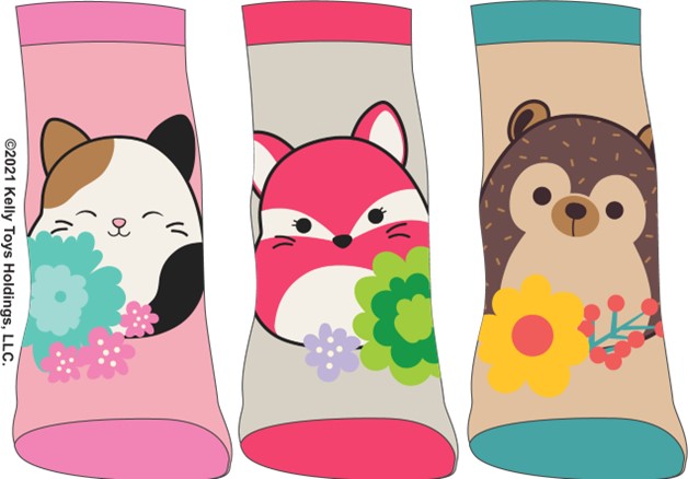 Girls Squishmallow Ankle Socks 3 Pack